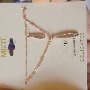 2 row Rose Gold Teardrop Necklace